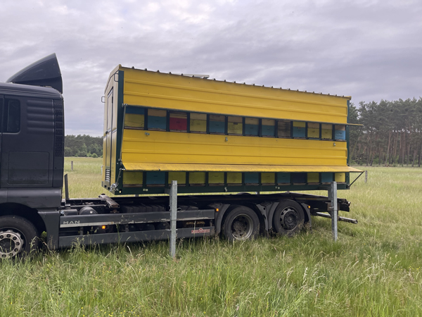 LKW stellt Bienencontainer in Brandenburg ab