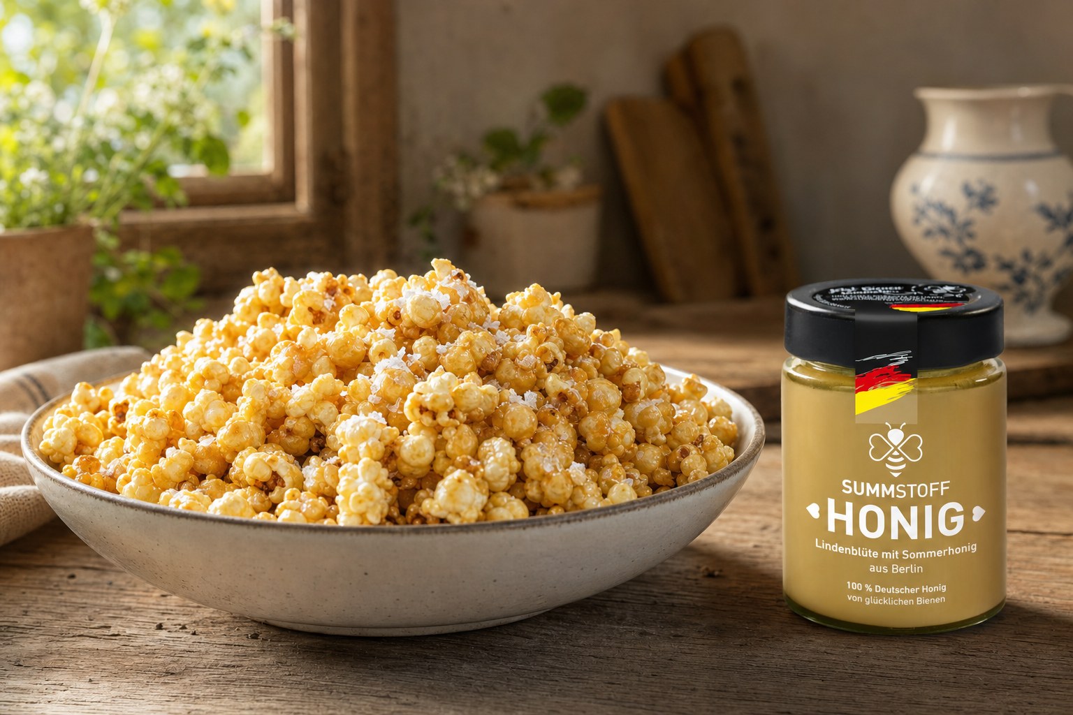 Lindenblüten-Honig-Popcorn mit Meersalz