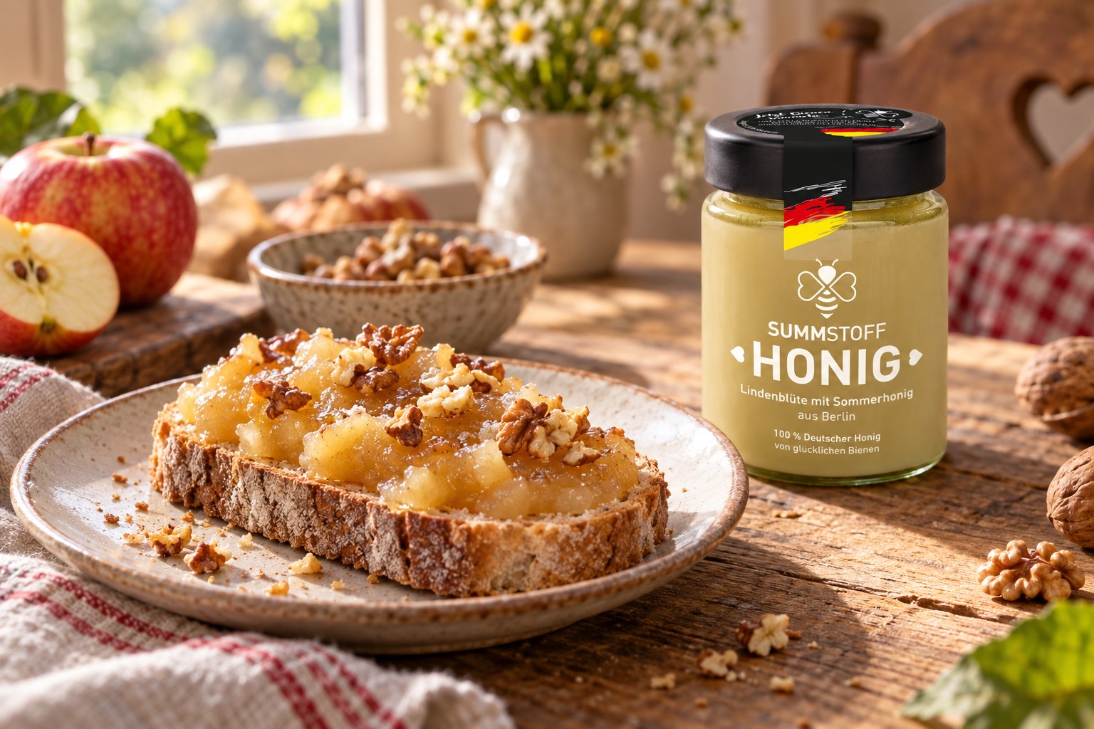 Lindenblüten-Honig-Apfel-Aufstrich mit Walnuss