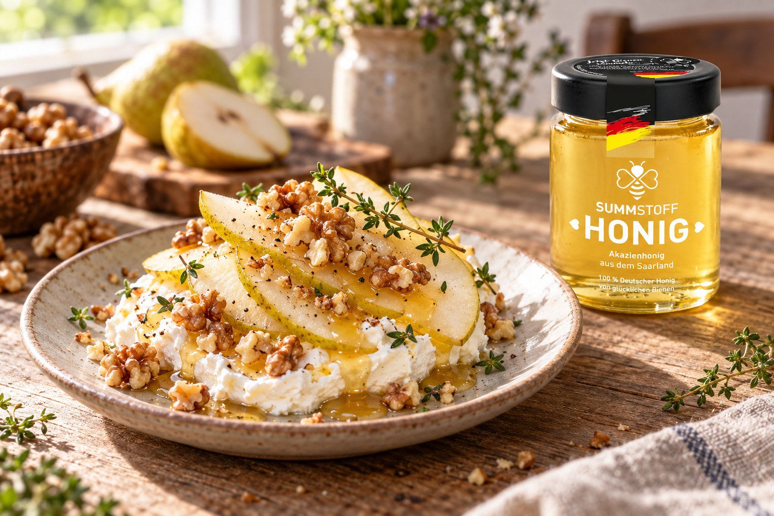 Ziegenfrischkäse-Törtchen mit Akazienhonig