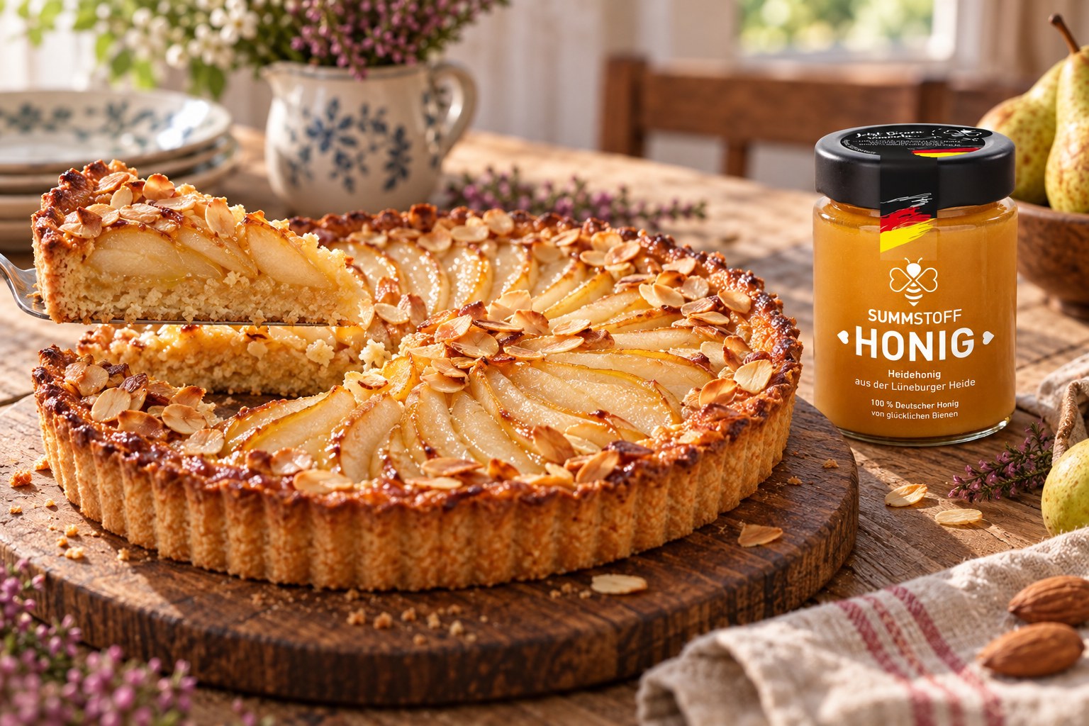 Heidehonig-Birnen-Tarte mit Mandeln