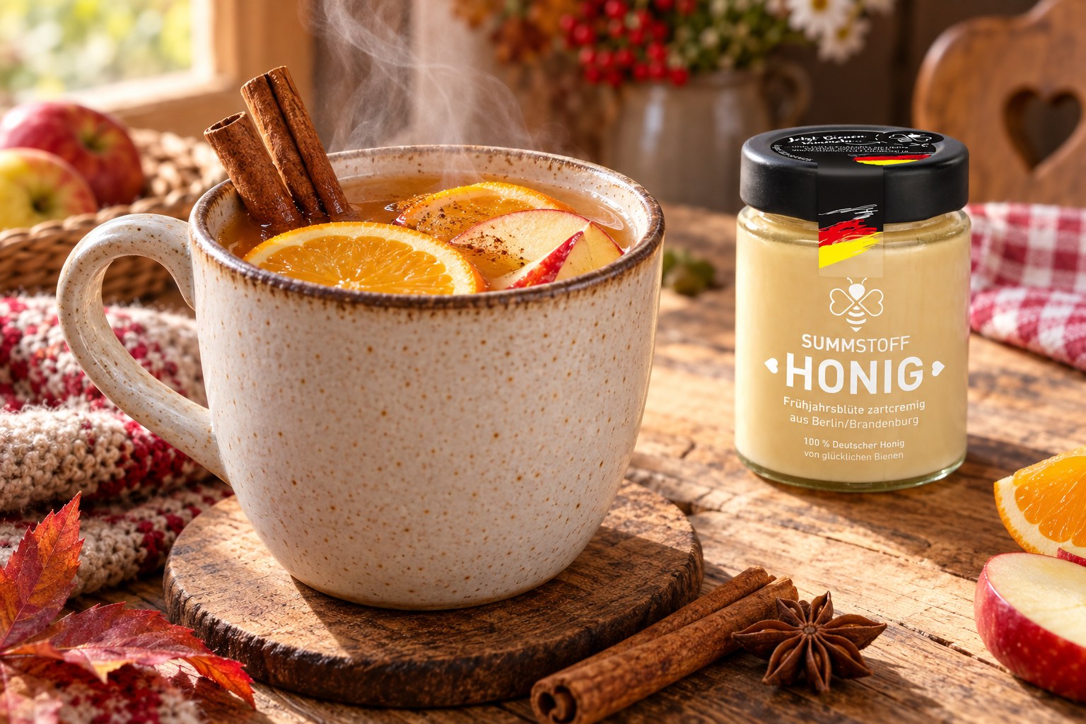 Frühjahrsblüten-Honig-Punsch mit Apfel