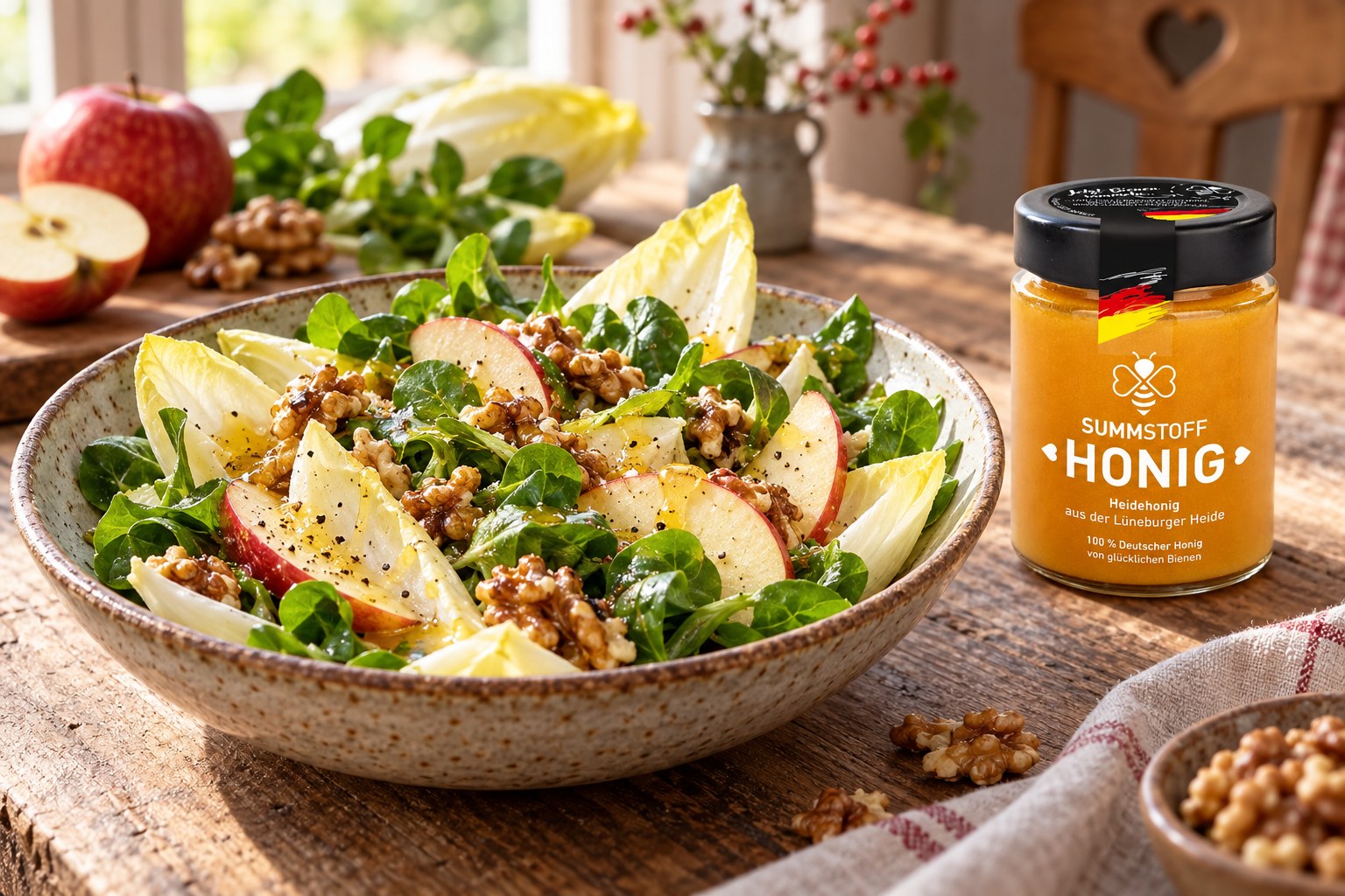 Wintersalat mit Chicorée und Heidehonig-Dressing
