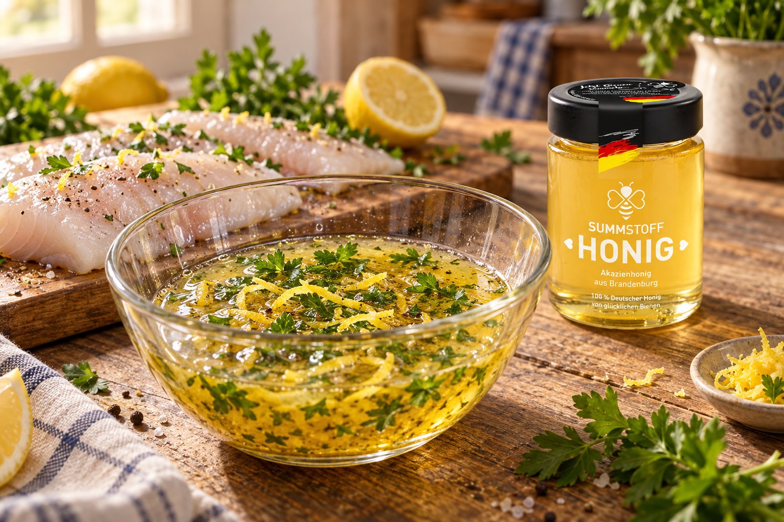 Akazienhonig-Zitronen-Marinade für Fisch