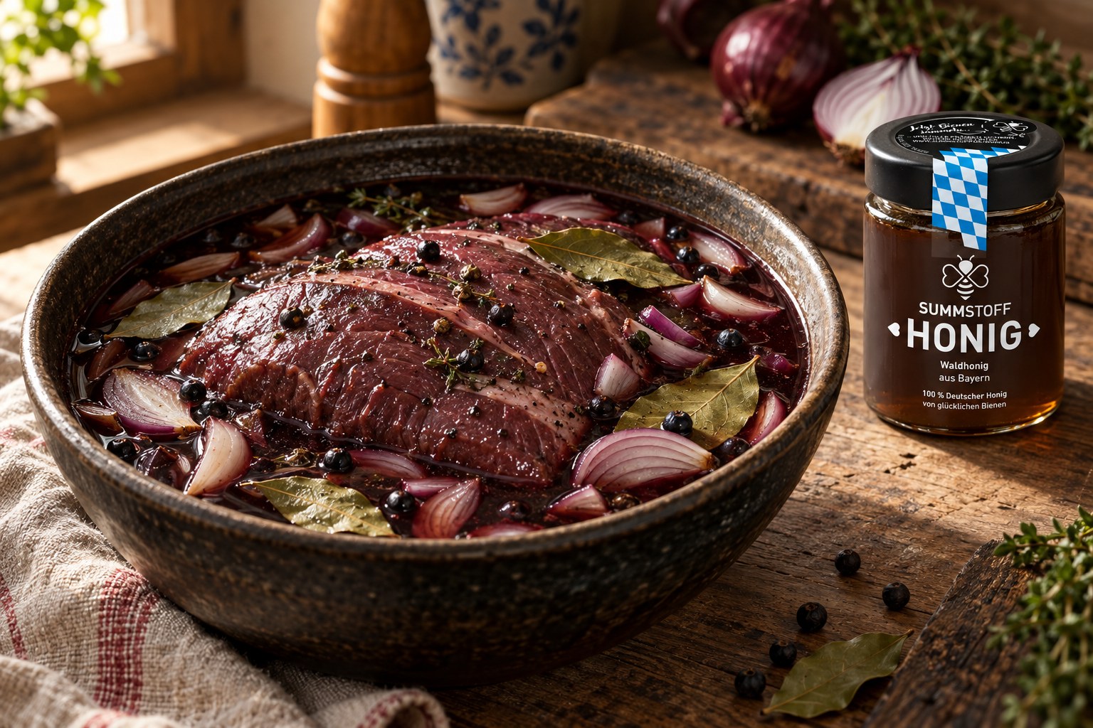 Waldhonig-Rotwein-Marinade für Schmorfleisch