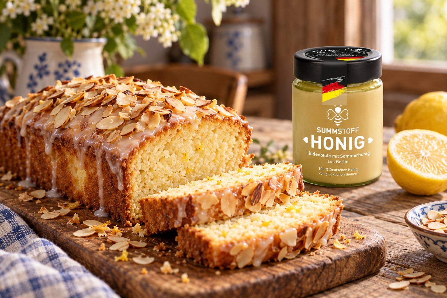 Lindenblüten-Honig-Mandelkuchen mit Zitrone